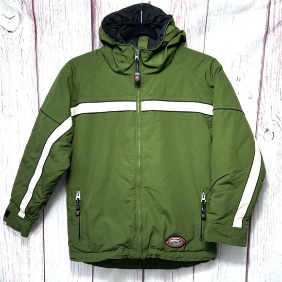 Boys Obermeyer Weather X System Winter Jacket Hooded Zip Green Size Juniors 16